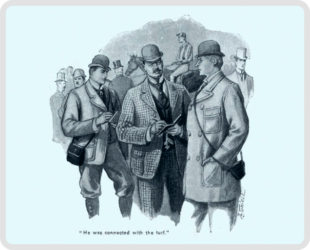 An old-time bookmaker taking a bet