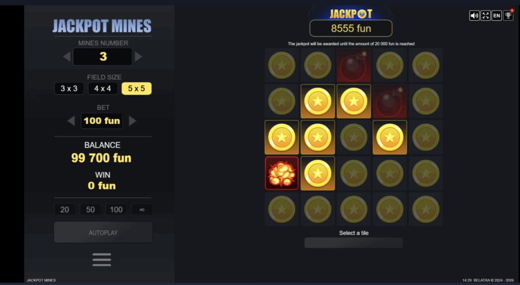 Jackpot Mines crash game